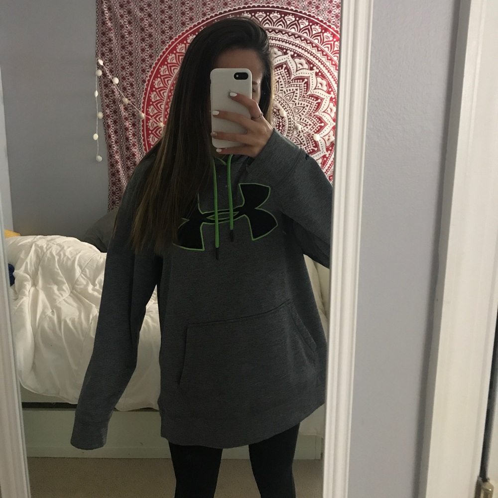 UNDER ARMOUR gray and neon green sweatshirt